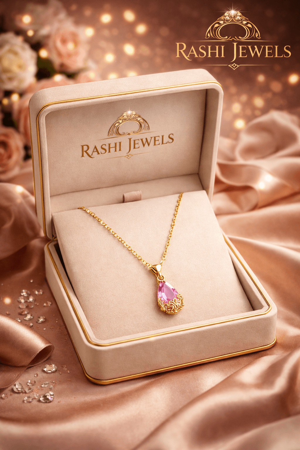 Pink Zircon Pendant Necklace — image 1