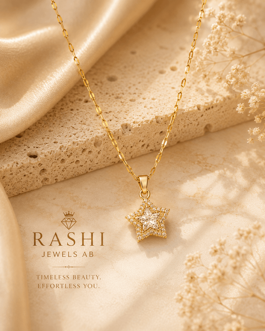 Gold Plated 18K Gold Star Stainless Steel Simple Pendant Necklace — image 1
