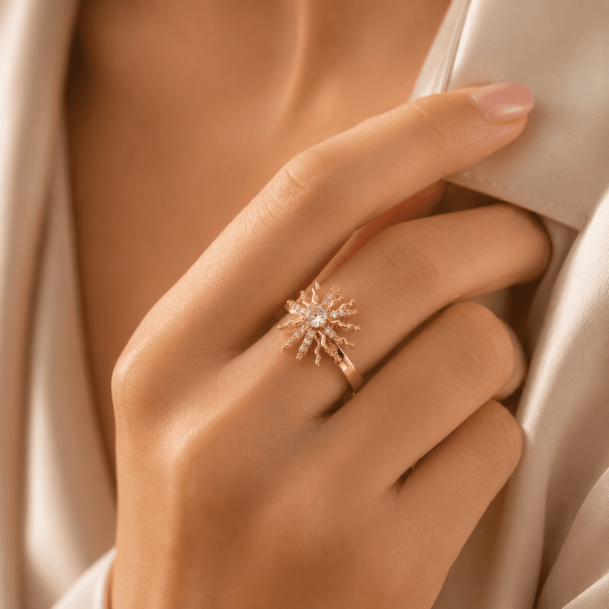 Rotatable Sunflower ring
