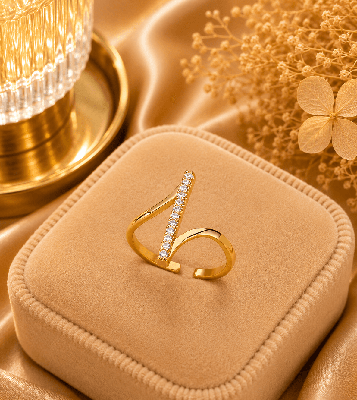 PVD Coated Zircon V Shape ring